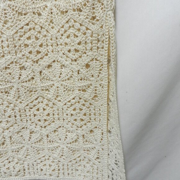 H&M Crochet knit midi skirt cover-up cream side slit elastic Size Sz Small SM S - Picture 11 of 12